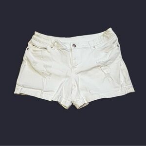 Time and Tru White Distressed Denim Shorts